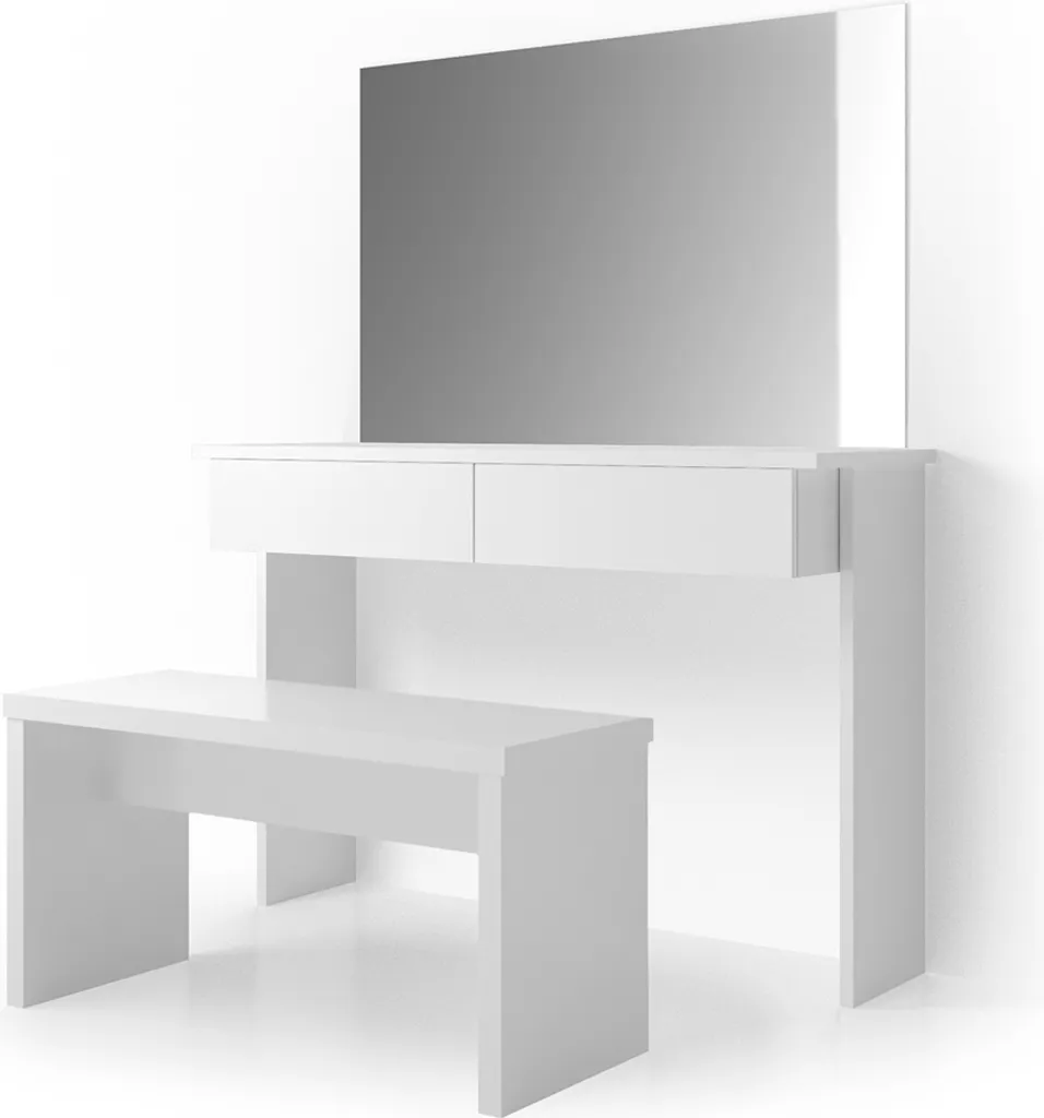 Coiffeuse moderne avec banc pour créer un coin maquillage lumineux de 120cm