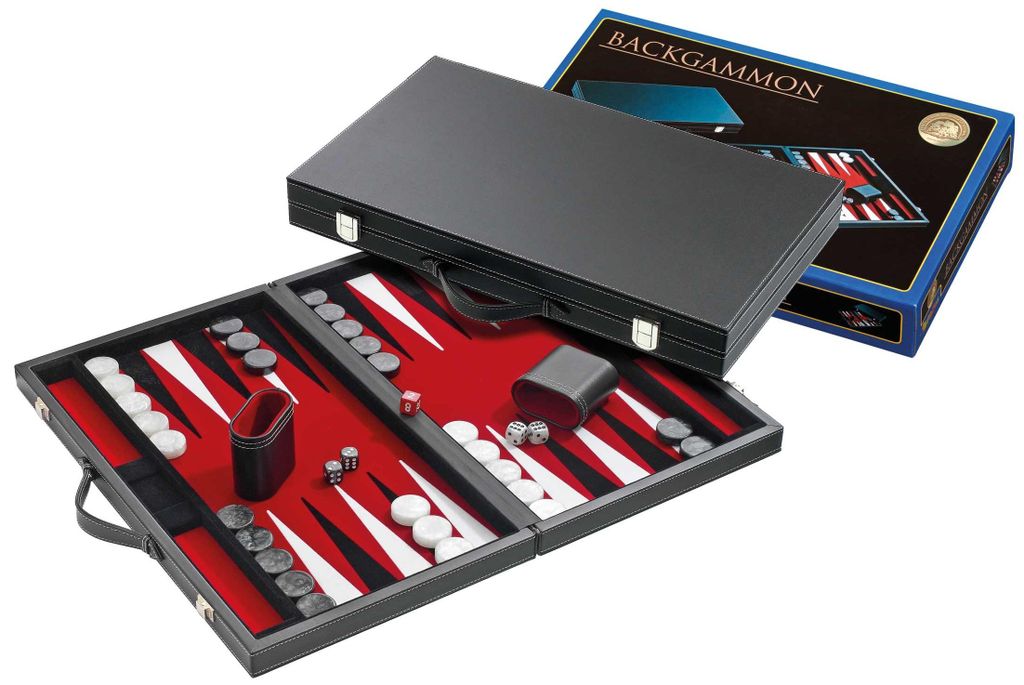 Philos Backgammon-Koffer, groß, Standard (rot)