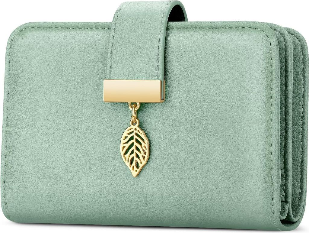 Geldbeutel Damen Portemonnaie Damen aus Leder Geldbeutel Viele Fächer mit RFID Schutz 18 Kartenfächer Geldbörsen mit Reißverschluss Kette und L...