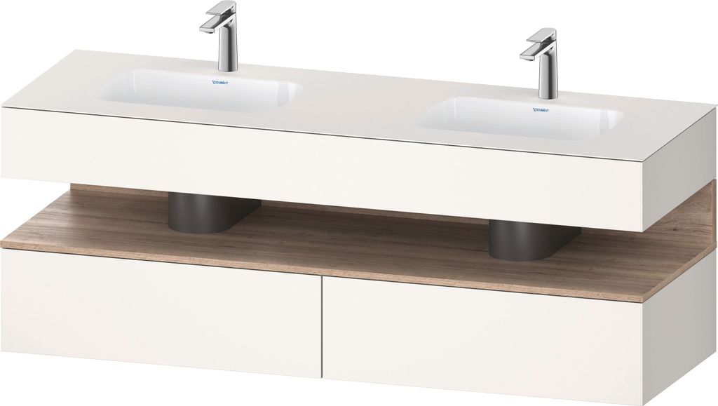Duravit Qatego Einbauwaschtisch mit Konsolenwaschtischunterbau, 1600x550x600mm, Nische Eiche Mamoriert, Doppelwaschtisch, QA4797055840000