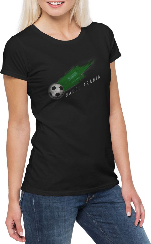 Urban Backwoods Saudi Arabia Football Comet I, Damen T-Shirt, Farbe: Schwarz, Größe: XL