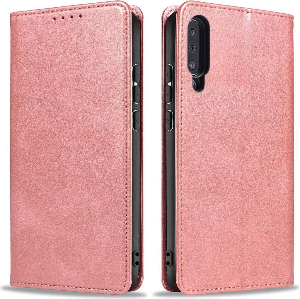 Handyhülle für Samsung Galaxy A50 Kunstleder Flip Cover Hülle Handytasche Case Kartenfach Farbe: Rosa