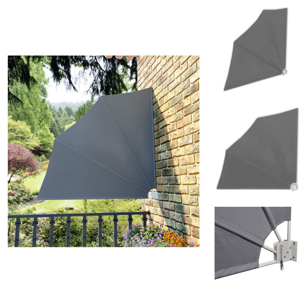 vidaXL Faltbarer Balkonfächer Grau 140×140 cm - Sonnenschirme & Sonnenschutze
