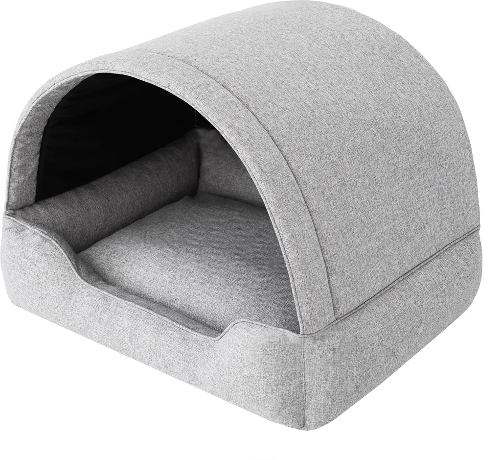 Maison pour chien en tissu gris - Panier niche confortable 60x47 cm