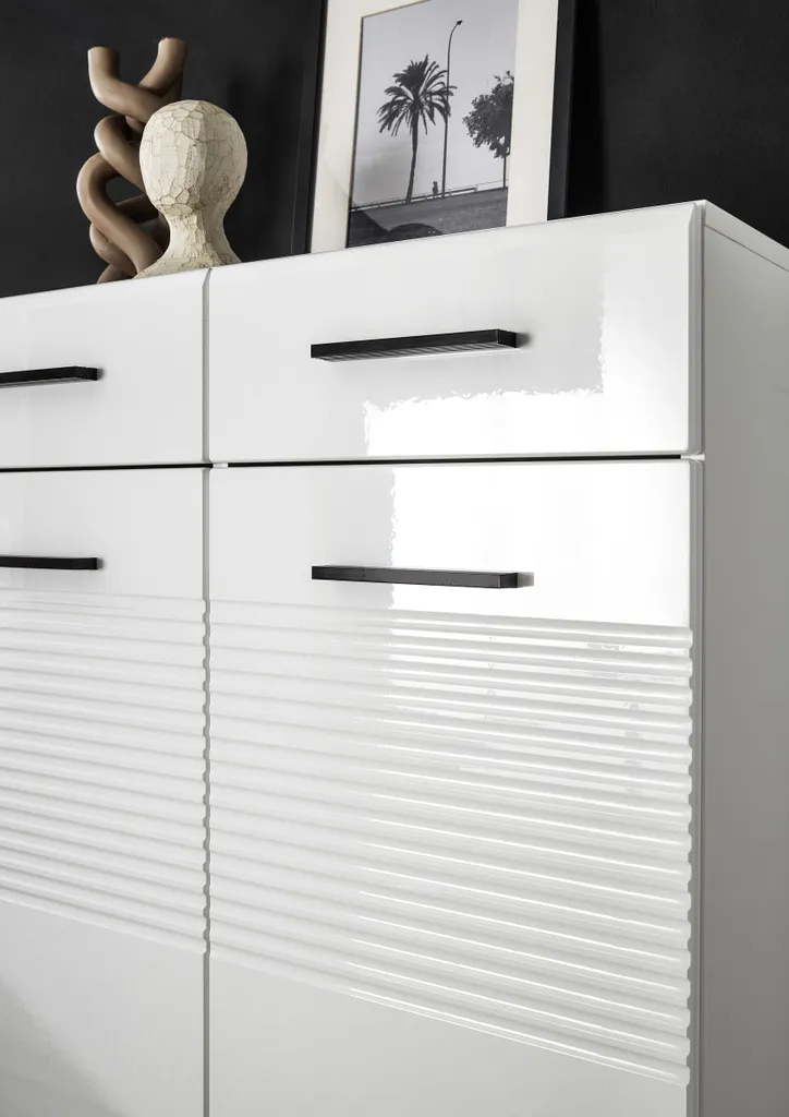 Buffet bas blanc laqué BC 1065 commode de rangement design 80x83cm