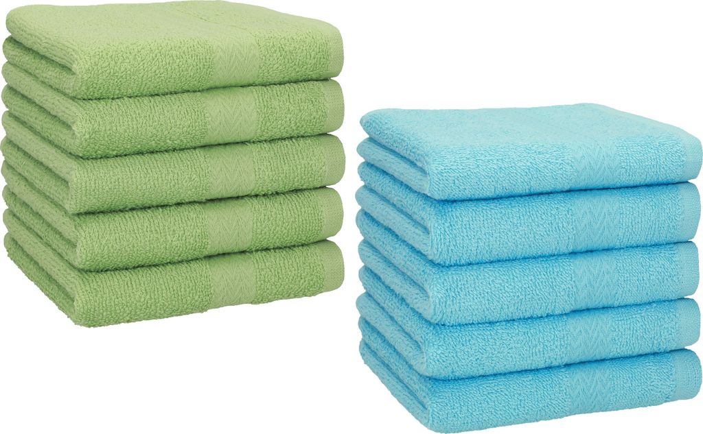 Betz 10 Stück Seiftücher 30x30 cm PREMIUM 100% Baumwolle Farbe: apfelgrün und türkis