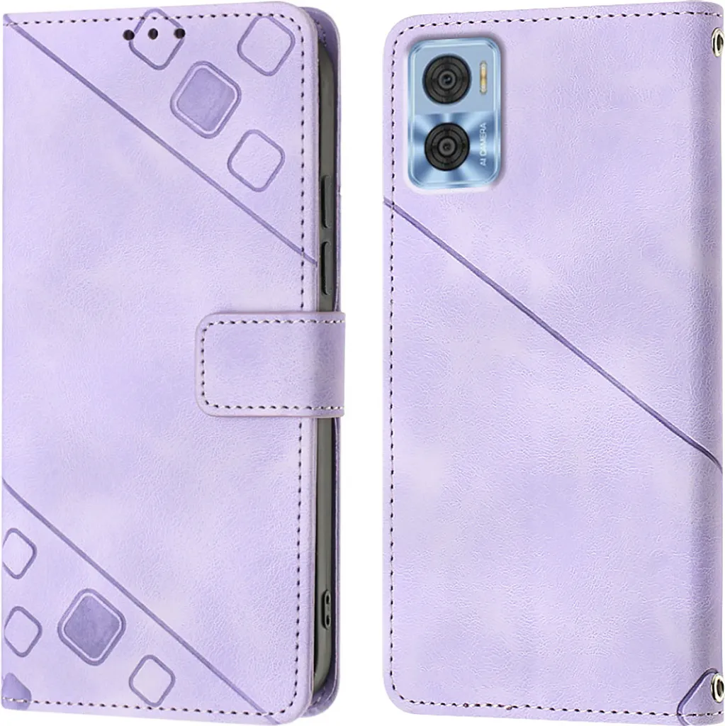 32nd Floreale Series 3.0 - Custodia a Portafoglio in Pelle PU per Motorola Moto G42, Case Realizzato in Pelle Sintetica con Diversi Comparti e Chiusura Magnetica - Primavera Blu