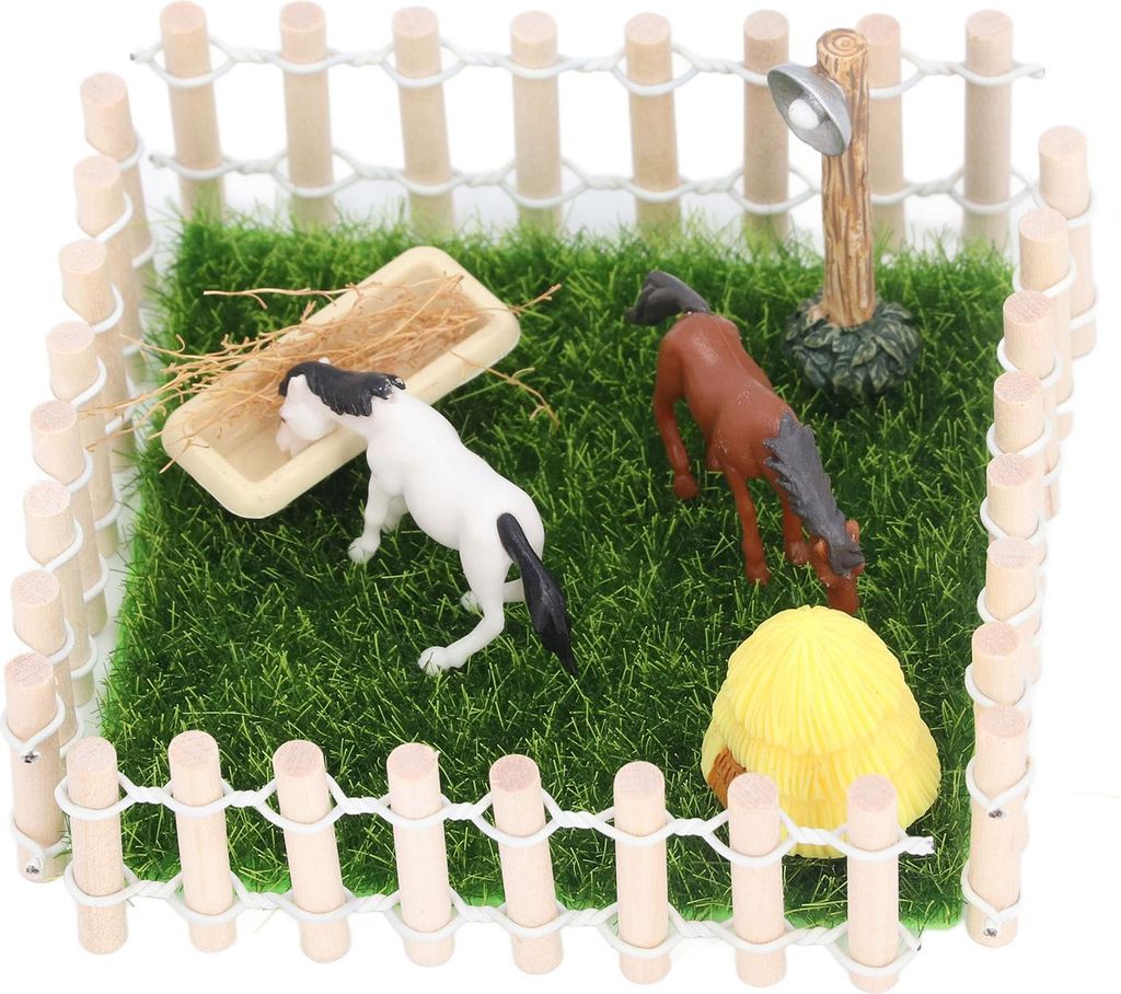 Maßstab 1:12, Zaun, Pferdestall, Modell, Puppenhaus, Miniatur-Ranch, dekorative Rennbahn, kleine Scheune, Spielzeug, Holzfarbe