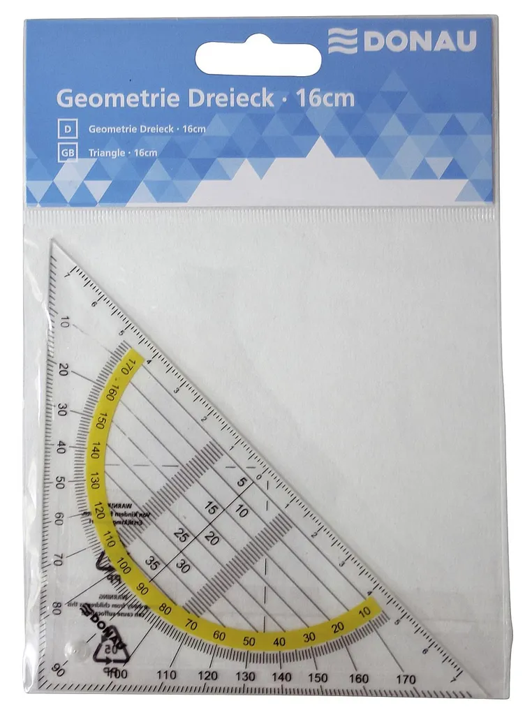 Triangle de Géométrie Transparent 16 cm Donau Haute Lisibilité et Rigide
