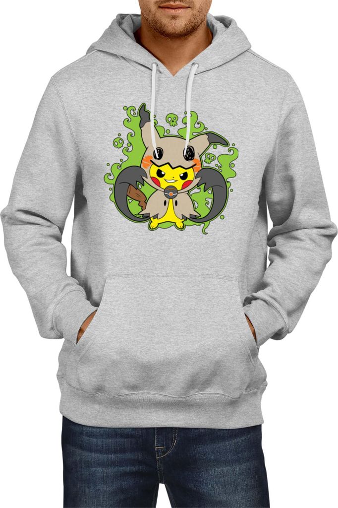 Herren Kapuzenpullover Japan Manga Anime Comics Pokemon 040, Man 2XL / Grau