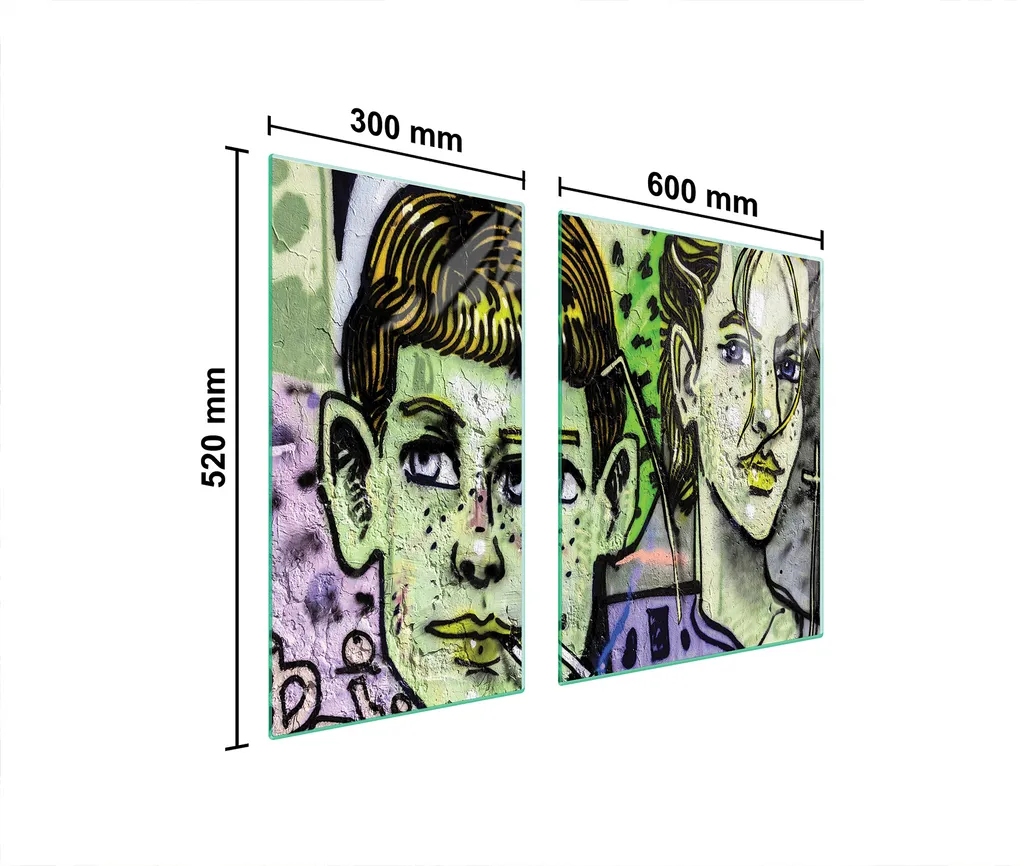 Copri Piano Cottura in Ceramica 90x52 Graffiti - Vetro Temperato Design - 2