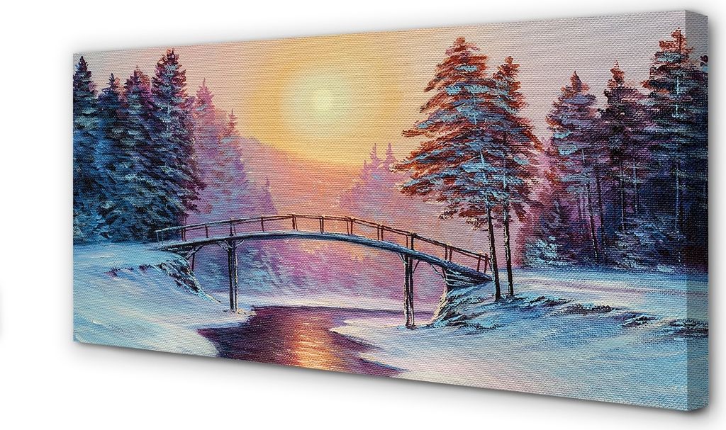 Leinwandbild 100x50 Wandkunst Bäume im Winter Schnee Osten