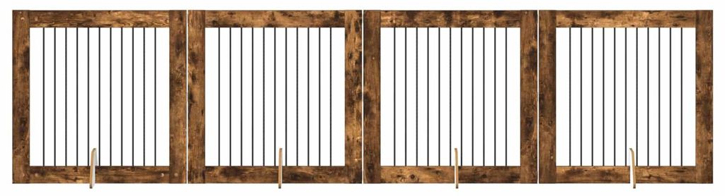 Eleganten-Stil Hundetor mit Ständern 4 pcs,Modernes Design,Hundezwinger & -ausläufe, Geräucherte Eiche 100x100 cm - Sonstiges Hundezubehör - M...