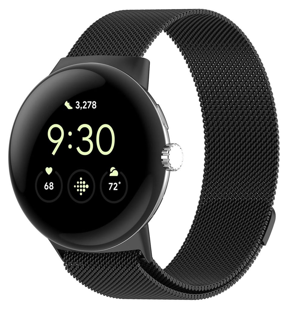 Smartwatch Armband Metall für Google Pixel Watch 4 / 3 / 2 45mm Magnet Schwarz