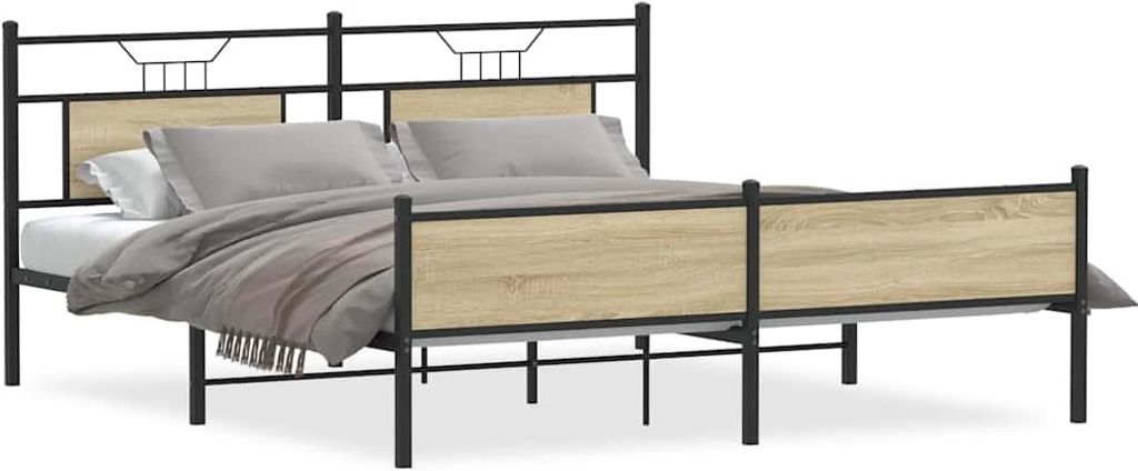 Metallbett ohne Matratze Sonoma-Eiche 160x200 cm
