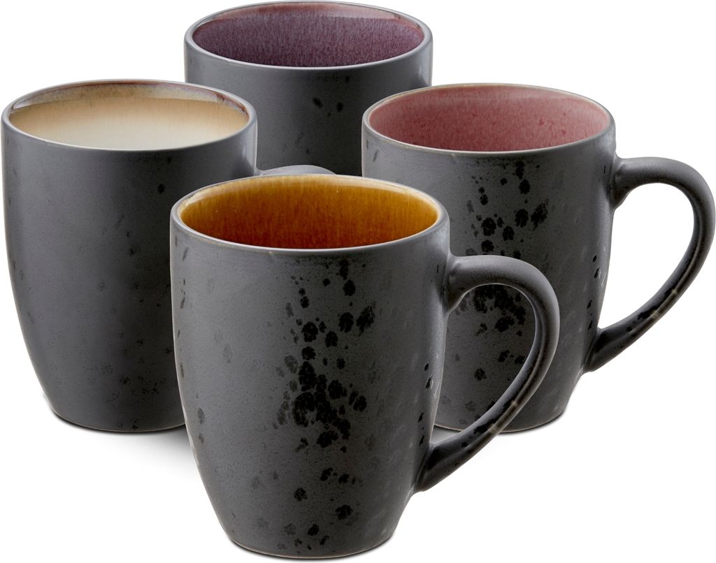Bitz Becher mit Henkel black/lilac/red/cream/amber Set4