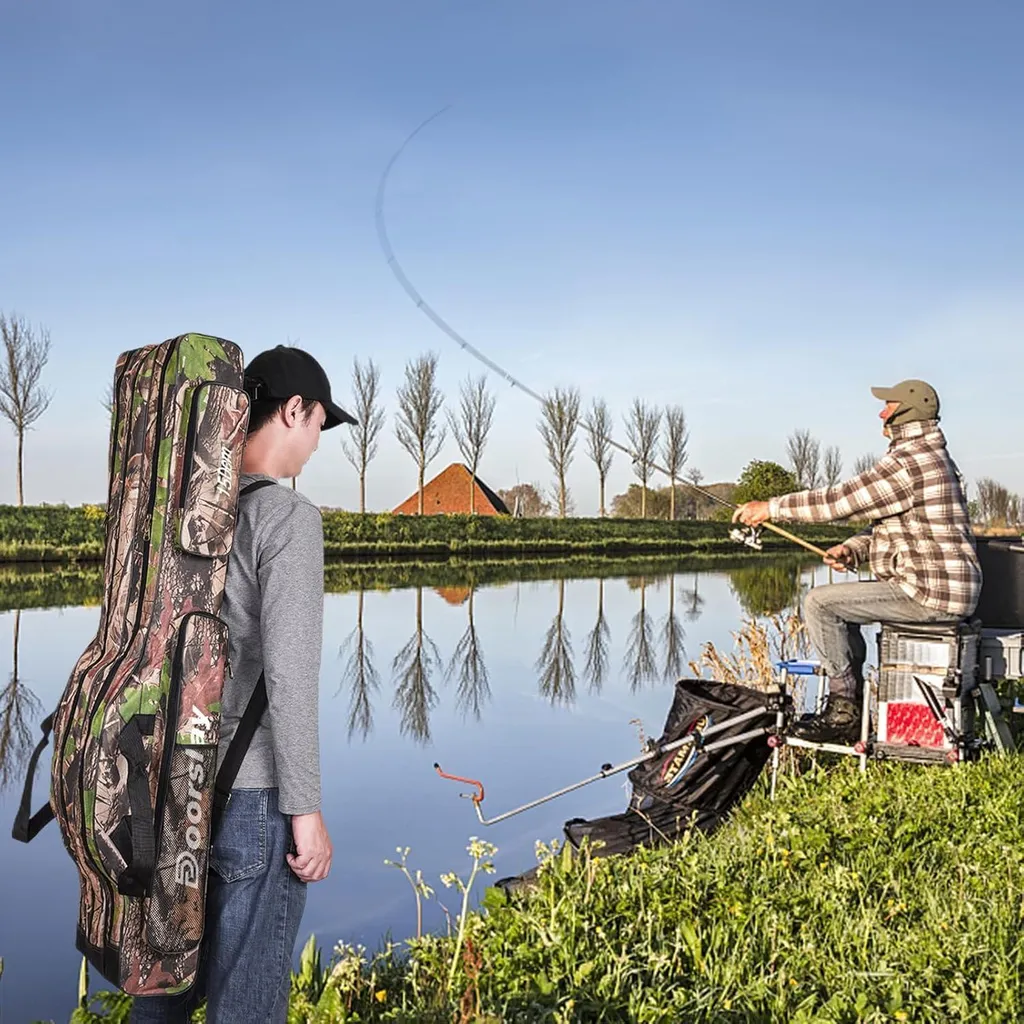 Sac de pêche portable 150cm multi-compartiments 3 plis modulable - 6