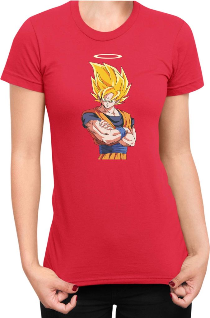 Damen T-Shirt Dragon Anime Manga Ball Z Goku 31, Lady L / Rot