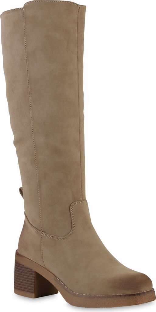VAN HILL Damen Gefütterte Klassische Stiefel Herbst Schuhe 841352, Farbe: Khaki, Größe: 38