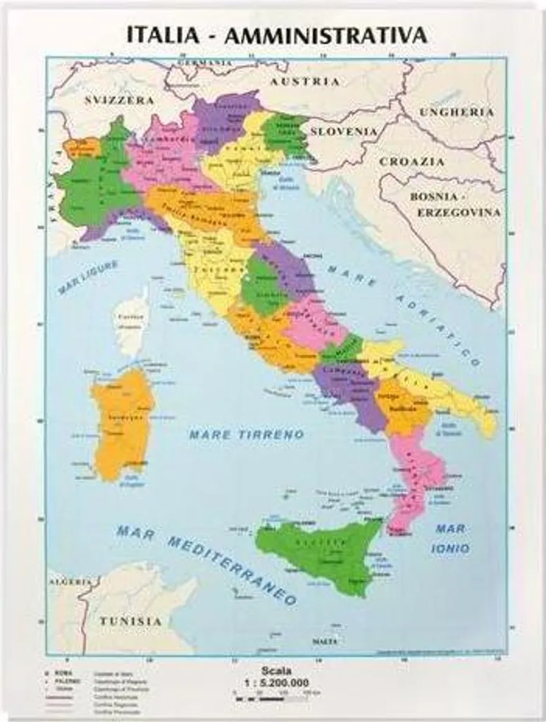 Carte d'Italie plastifiée CWR 09343 avec reliefs et régions détaillées