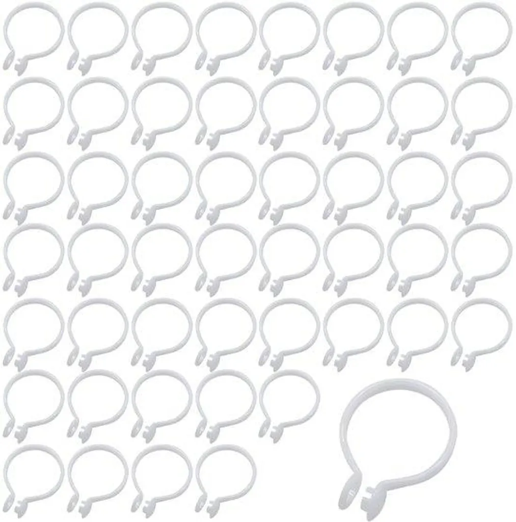 Anneaux de rideau en plastique blanc 32 mm résistants et silencieux