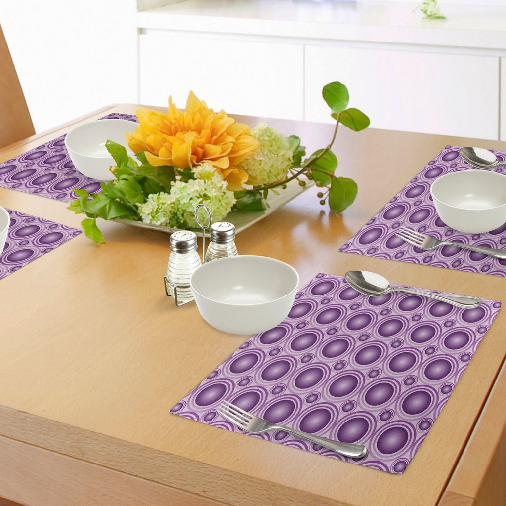 ABAKUHAUS Malve Platzmatten, Steigung und geometrisches Kreismuster mit inneren Linien und Ring Balls Digital Graphic, Tiscjdeco aus Farbfesten Sto...