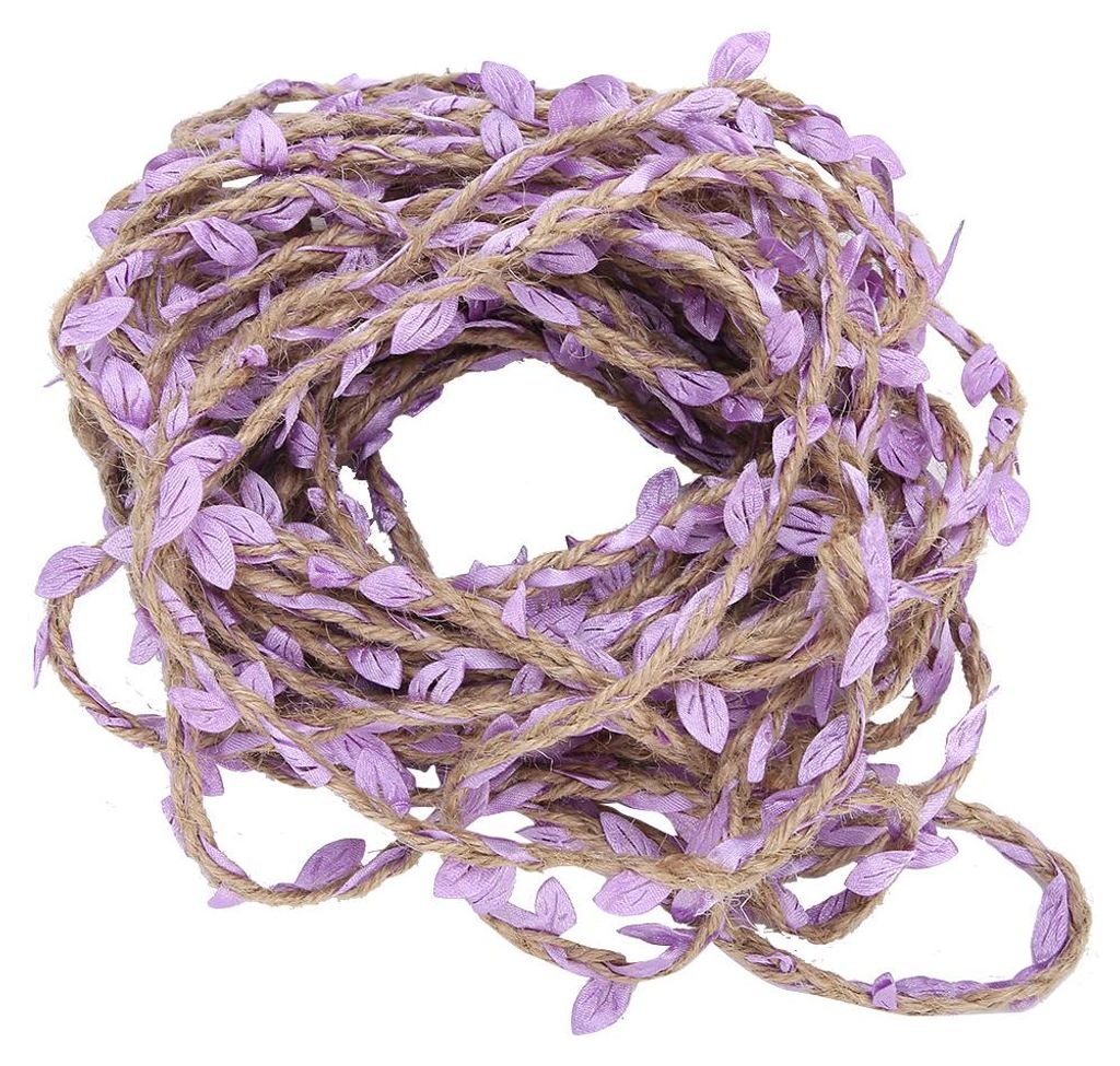 10 Meter künstliches Blattband, geflochtene Girlande, Weben, Hanfseil, Blumenstrauß, DIY-Zubehör, Lila