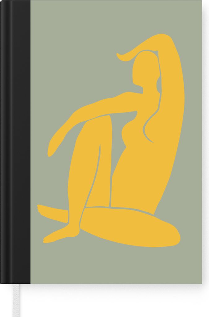 MuchoWow Notizbuch Tagebuch Haushaltsbuch Notebook A5 Frau - Gelb - Grün - Minimalismus - Design - Notizblock - Notizheft - Notebook - Schreibbl...