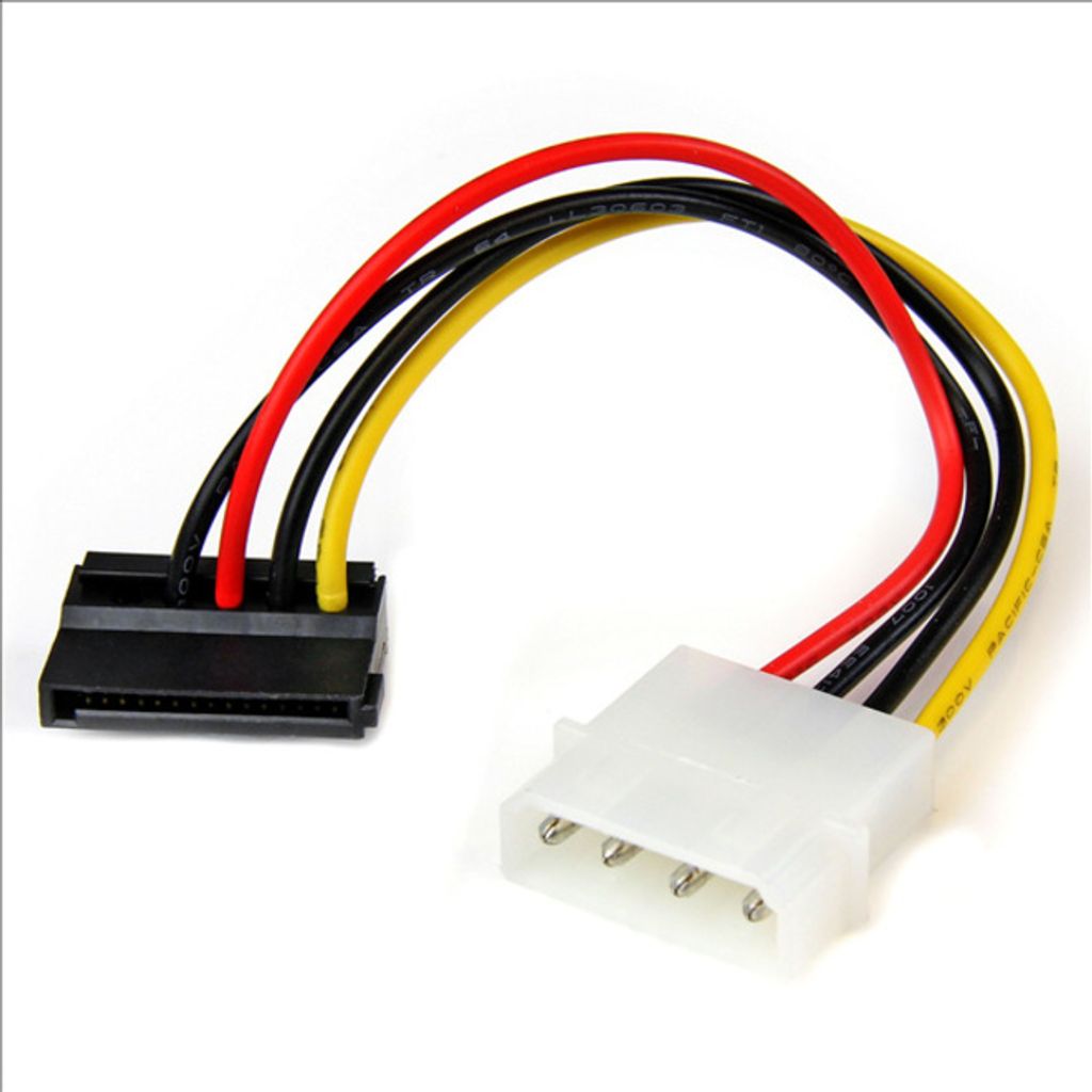 StarTech.com 15 cm 4-polig-Molex-auf-linksgewinkelt-SATA-Stromkabeladapter, 0,1524 m, SATA 15-Pin, Molex (4-pin), Männlich, Weiblich, Gerade