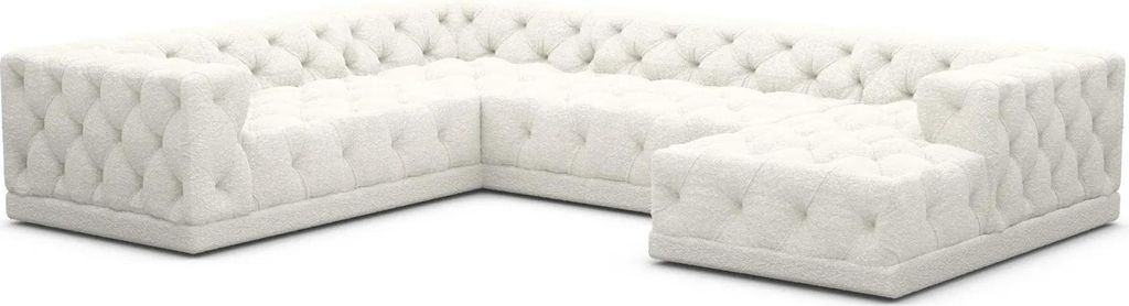 Bouclé U-Form XXL Wohnlandschaft Meliva Weiß Rechts