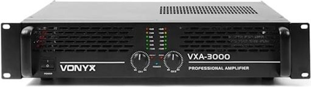 A professional studio shot of a Vonyx PA amplifier.