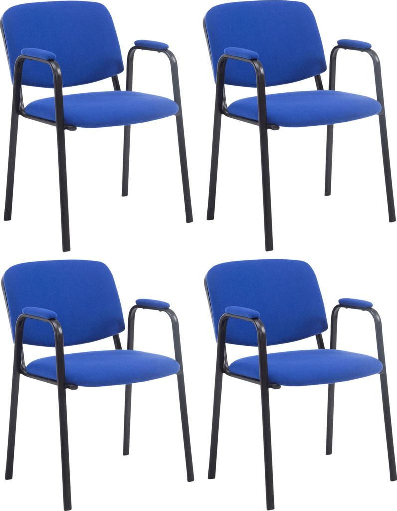 CLP 4er Set Stapelstühle Ken Pro Stoffbezug gepolstert mit Armlehnen bis 150 kg blau