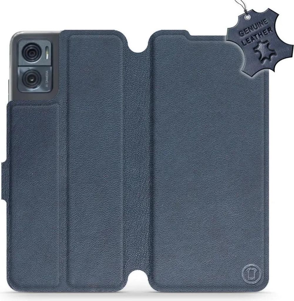 Echtleder Handyhülle für Motorola Moto E22i, Mobiwear Leather, Dunkelblau