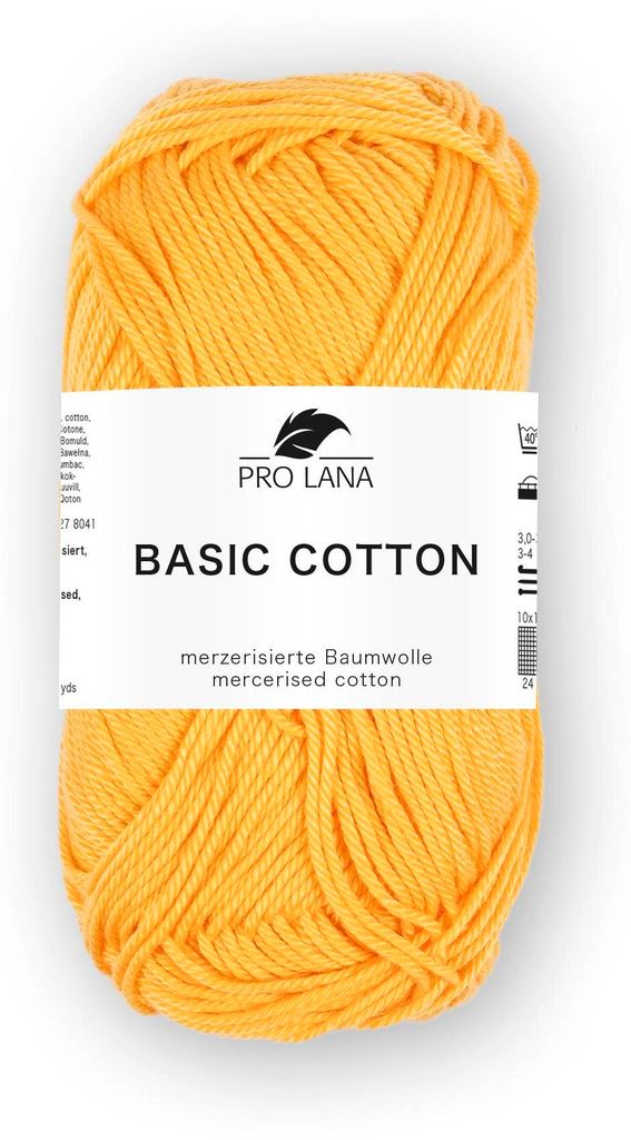 Pro Lana Basic Baumwolle uni 50 g/125m – dünne Wolle zum Häkeln und Stricken – 100% Baumwolle – Weiches Basic-Garn – Glänzend – Standa...