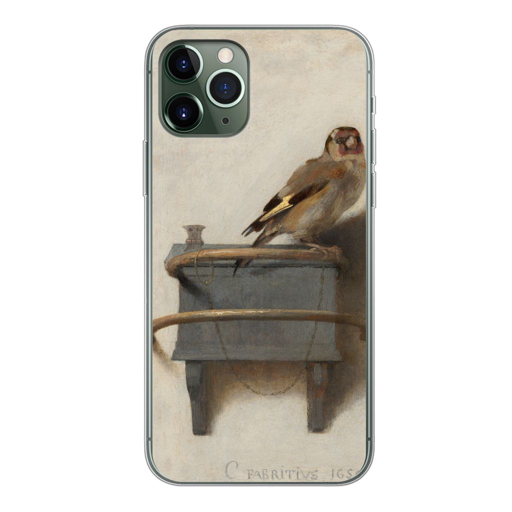 MuchoWow Handyhülle Schutzhülle Hülle für iPhone 11 Pro Stieglitz - Alter Meister - Carel Fabritius Silikon Softcase Handy Hülle - Handy