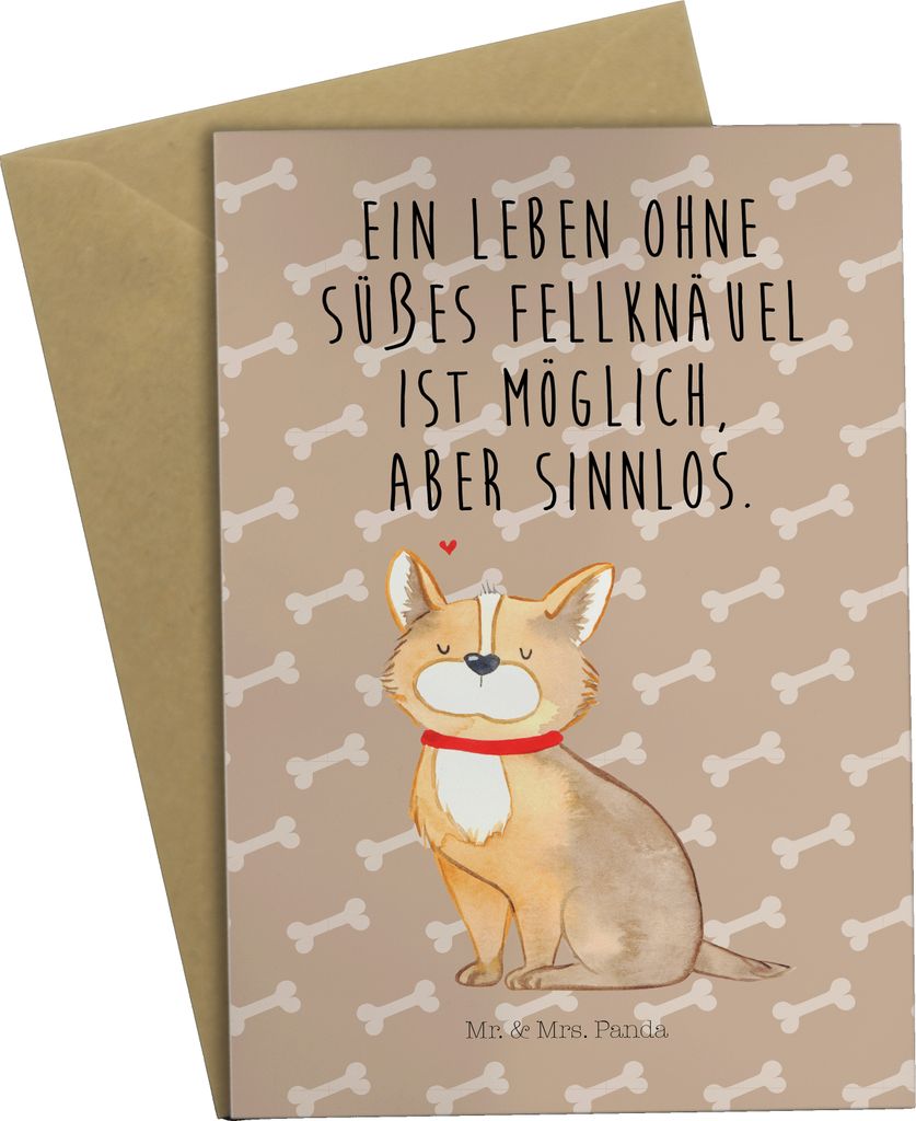 Mr. & Mrs. Panda Grußkarte Hund Glück - Hundeglück - Geschenk, Sprüche, Liebe, hochzeitskarten, glückwunschkarten, dankeskarten, Herz, Spruch,...