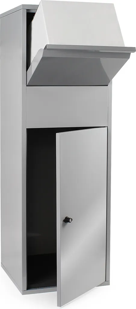 Boîte à colis verrouillable grand format 140 cm en acier gris argent