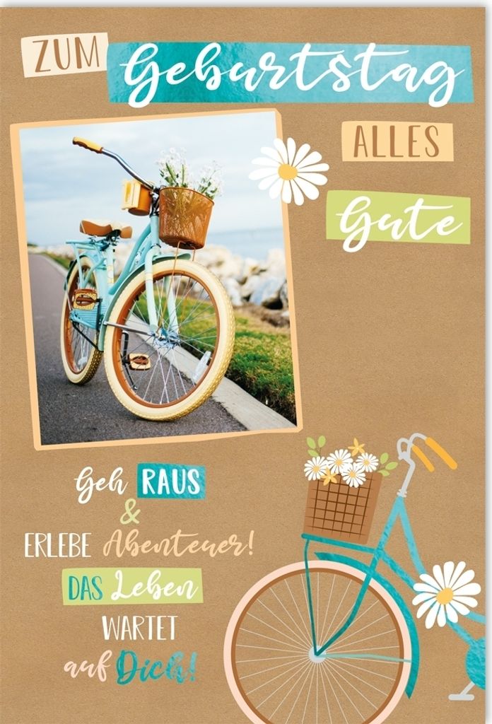 Geburtstag - Glückwunschkarte im Format 11,5 x 17 cm mit Produktbild 