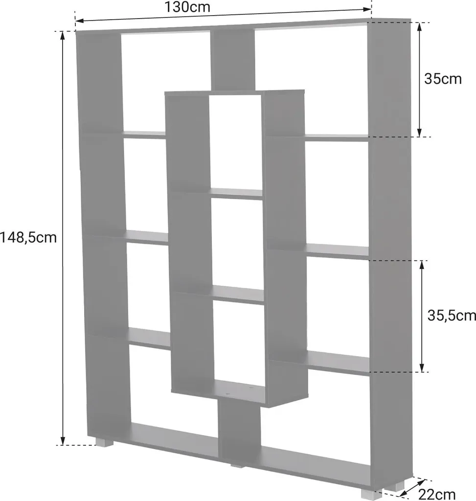 Bibliothèque design noire EMILY 11 étagères multiformes asymétriques - 5