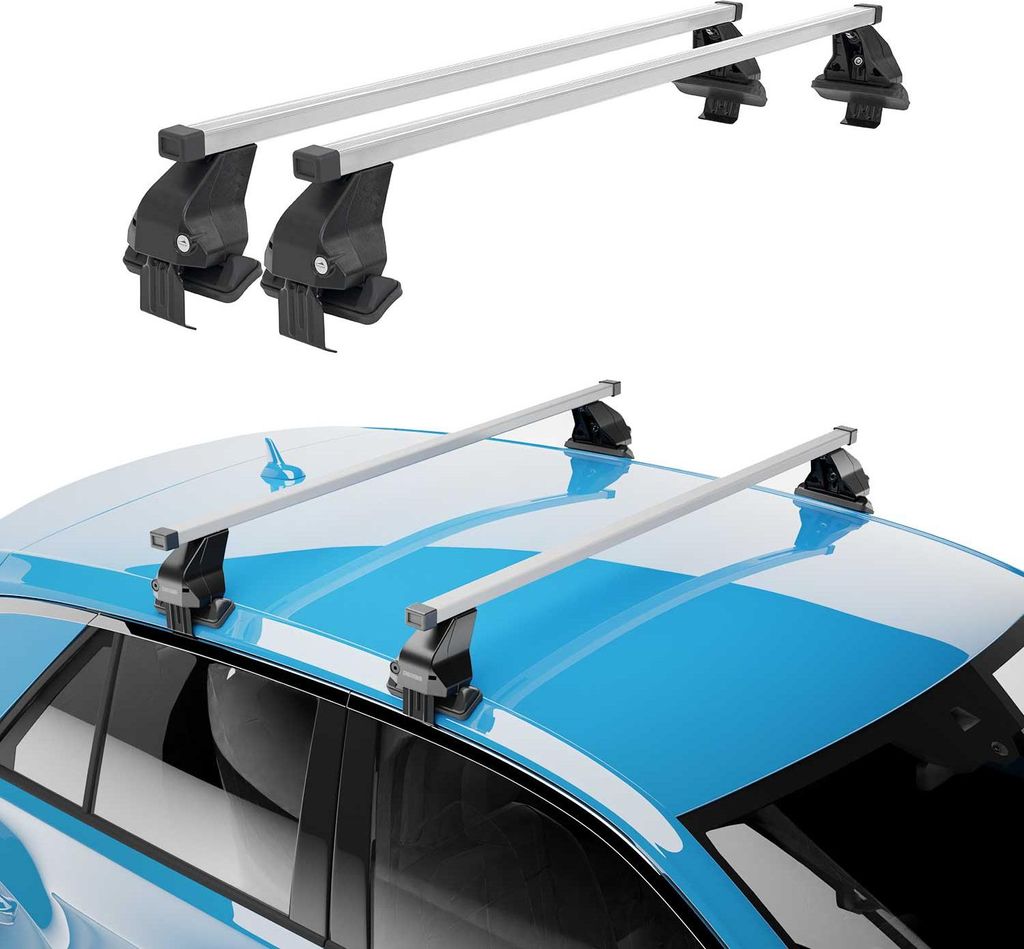 Menabo Dachträger Grundtäger für Hyundai i20 2008-2014 50kg Stahl Silber 2 tlg