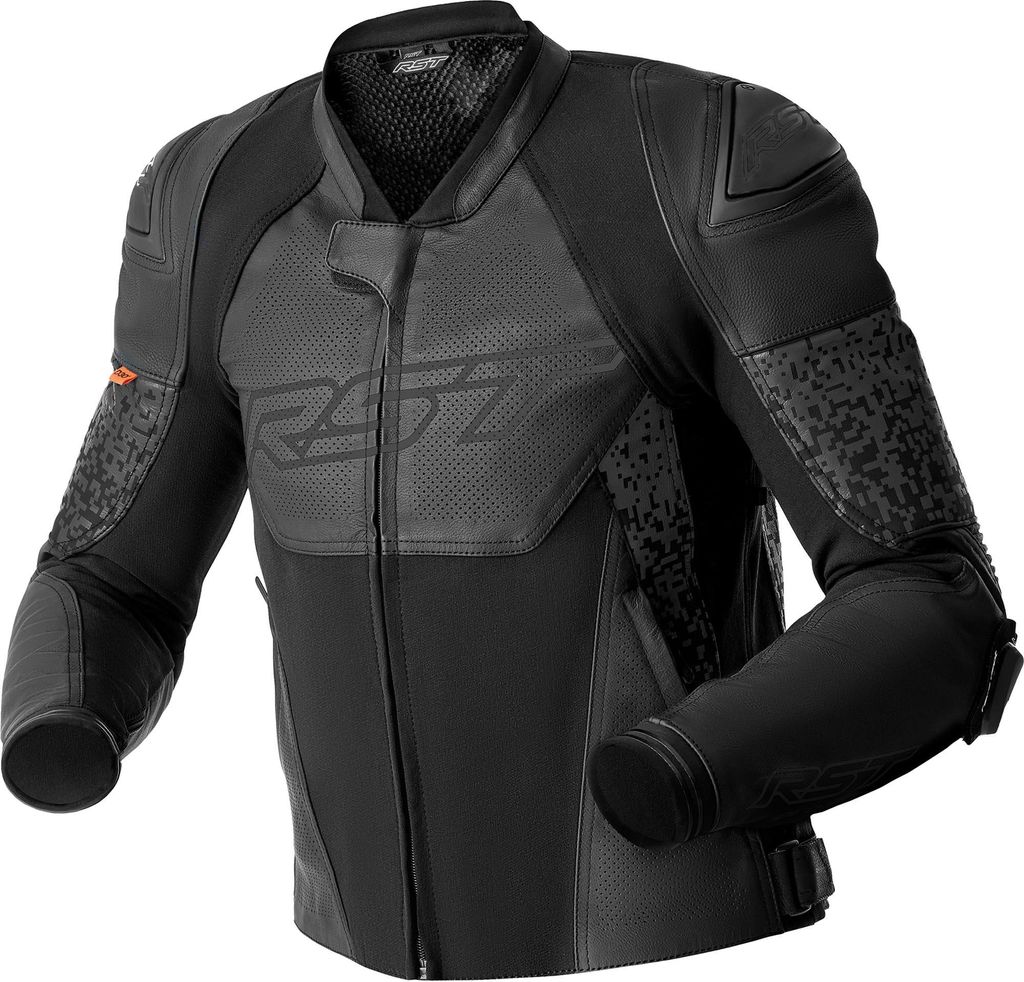 RST Pro Series Supersport-K D3O perforierte Motorrad Lederjacke, schwarz, 54