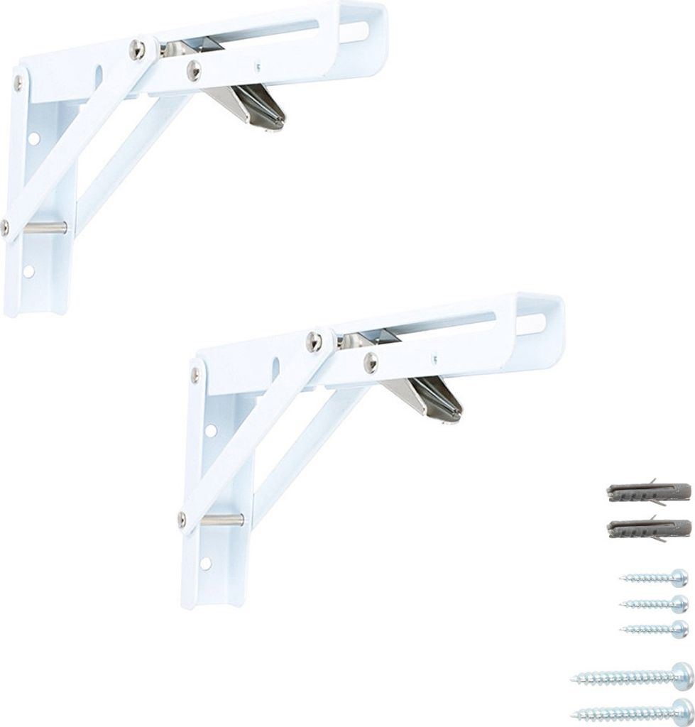 Klappkonsole 1 Paar Regalbodenhalter Klapptischhalterung Klappwinkel Regalträger Weiß 200mm x 110mm