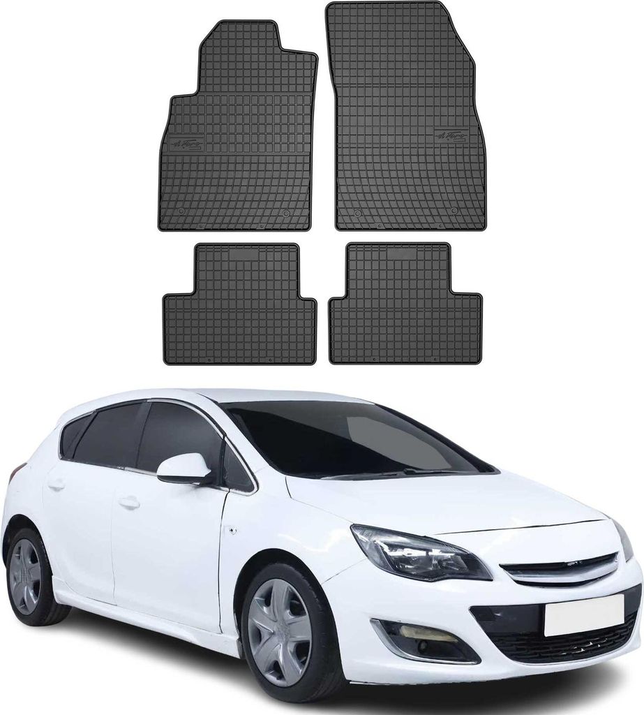 OMAC Gummi Fußmatten für Opel Astra J 2009-2015 Automatten Gummi TPE Schwarz 4x