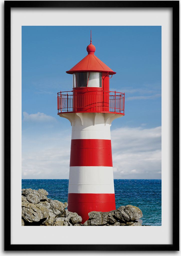 Bild - Bilderrahmen - Foto - 70 cm x 100 cm - MDF - Rahmen - Wandkunst - Leuchtturm