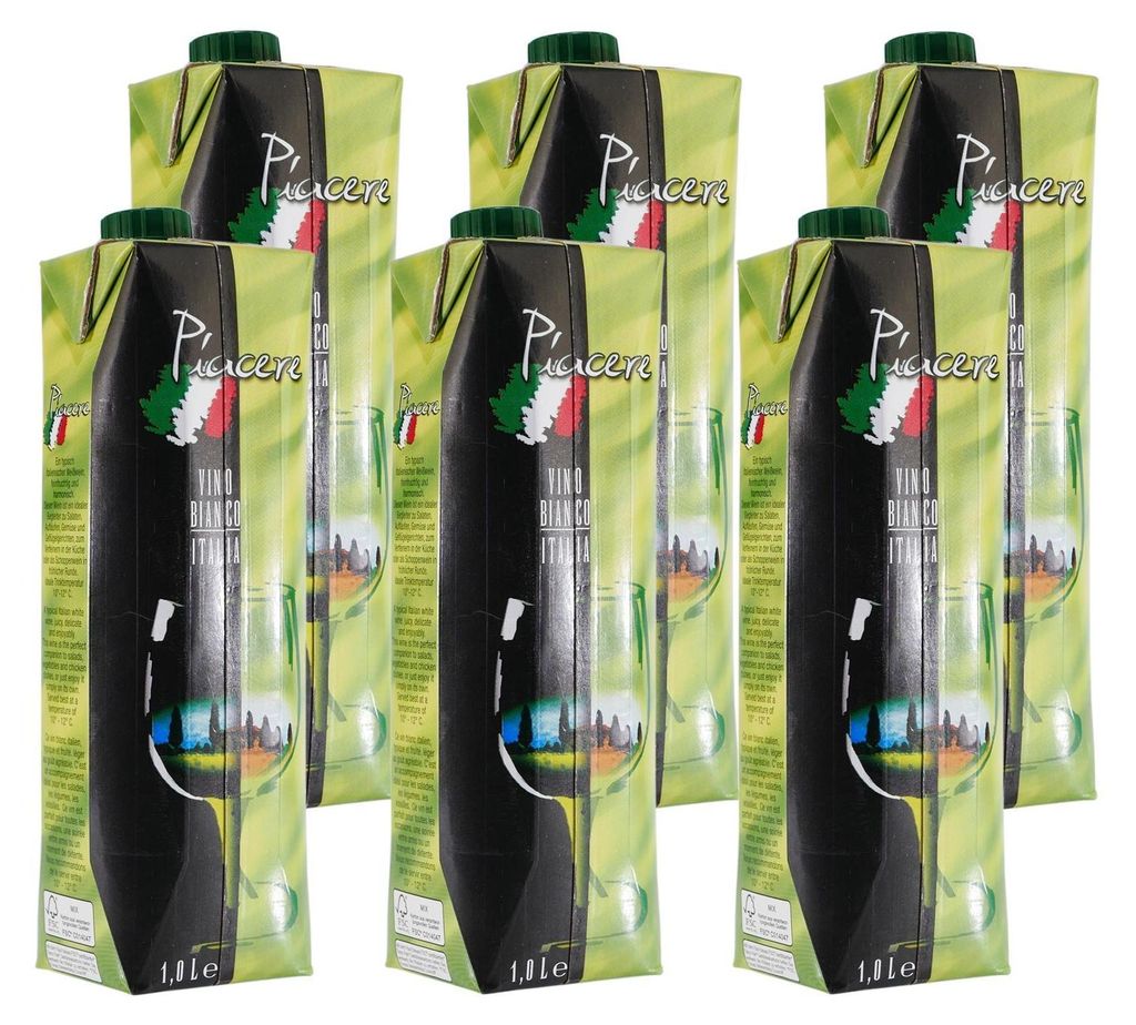 Piacere Vino Bianco IGP -trocken- (12 x 1,0L) Produktbild 