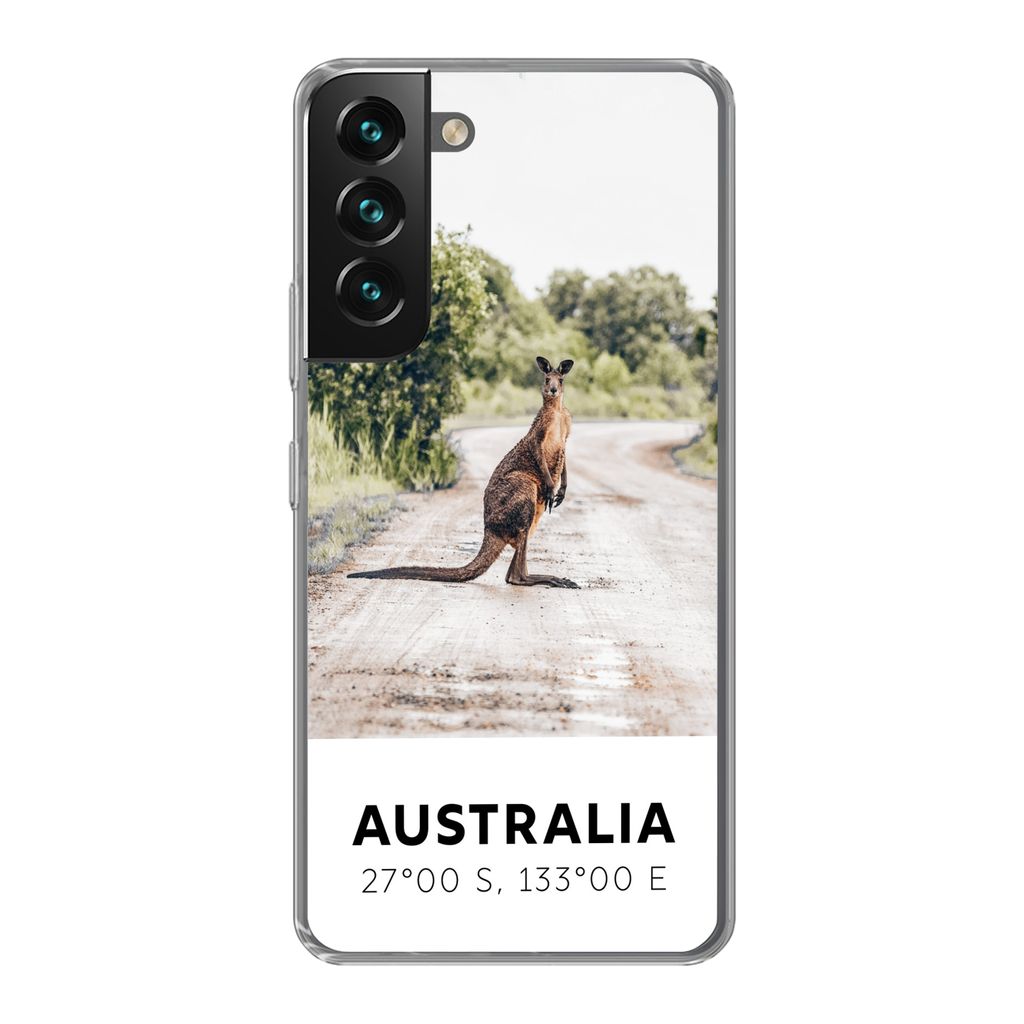 MuchoWow Handyhülle Schutzhülle Hülle für Samsung Galaxy S22 Känguru - Australien - Tiere Silikon Softcase Handy Hülle - Mobiltelefonhülle