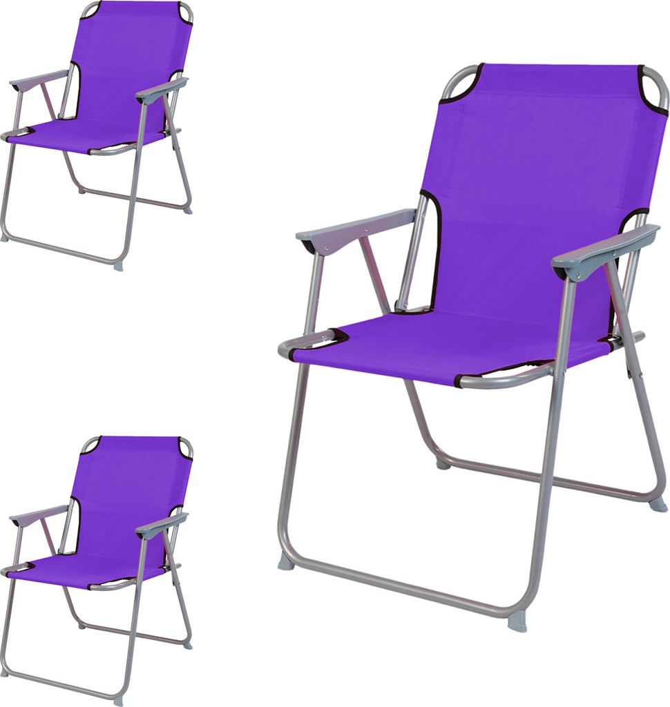 3 Stück Campingstuhl Stoff Oxfort Metall Lila