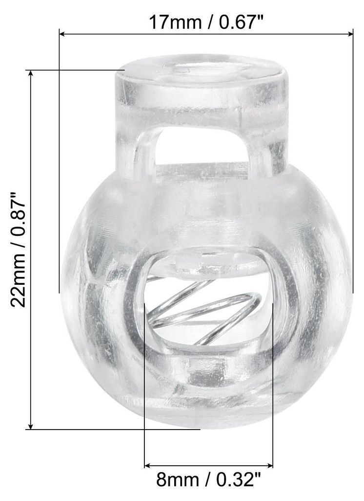 30 Stš¹ck Kordelstopper, Kugelfeder-Kippstopper Kordelverschluss fš¹r Kordelzugbeutel, durchscheinend