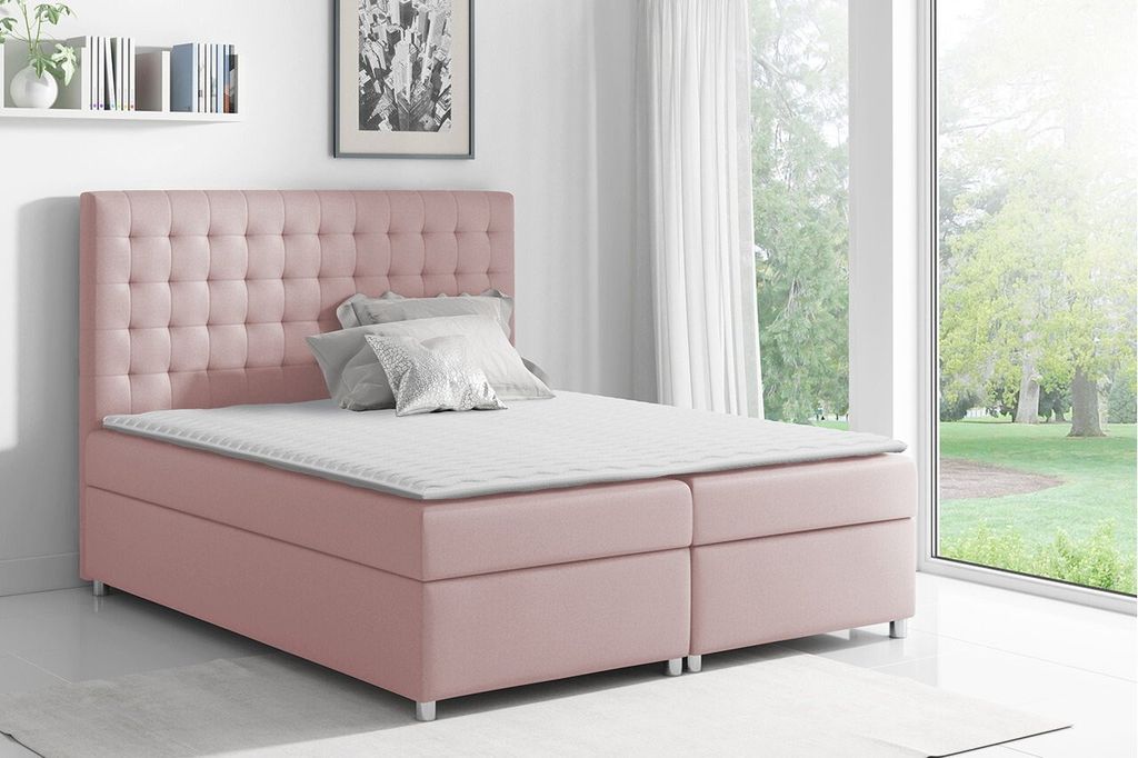 MIRJAN24 Boxspringbett Asti, Ehebett mit zwei Bettkästen für die Bettwäsche, Schlafzimmer (Farbe: Manila 09, Größe: 200 x 200 cm)