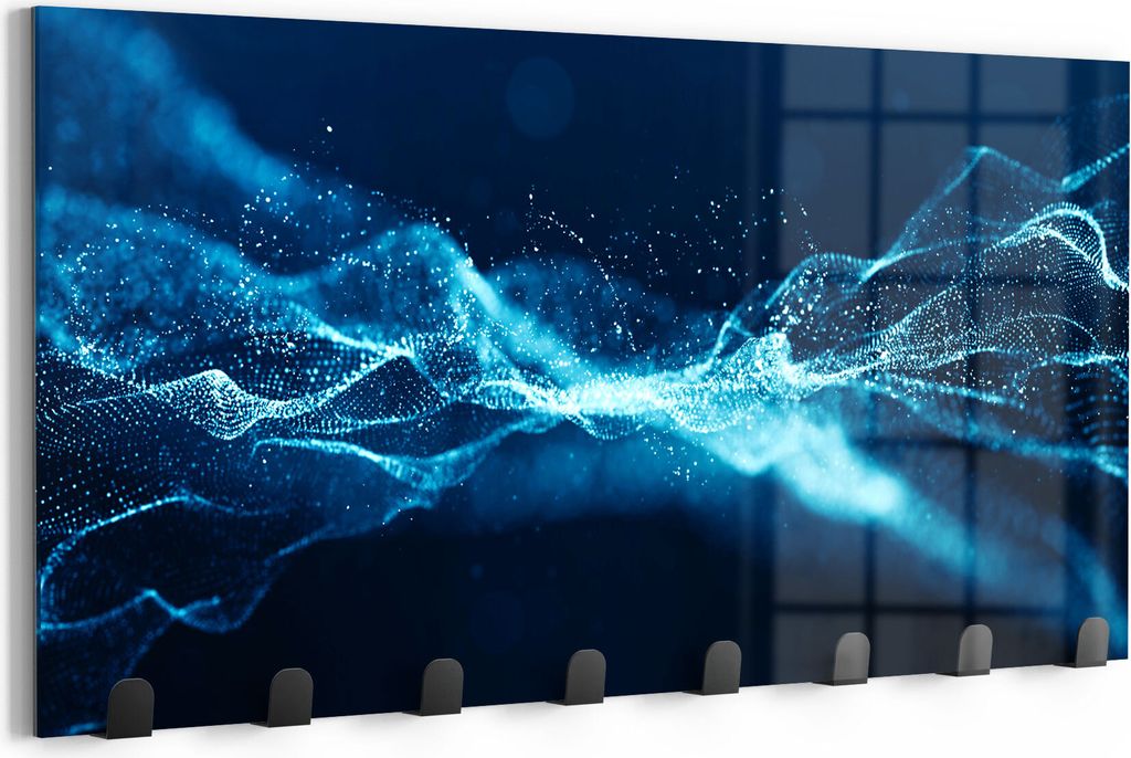 DEQORI Kleiderhaken Glas 60x30 cm 'Glühende Partikel' Wand Garderobe beschreibbar